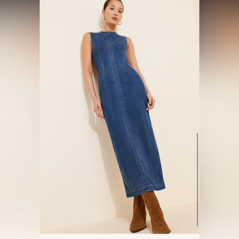 Reformation Dark Denim Midi Dress